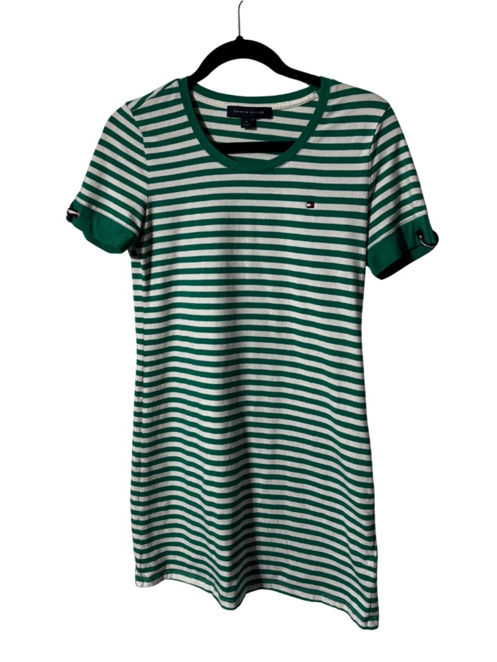 Tommy Hilfiger Green & White Striped Crew Tee